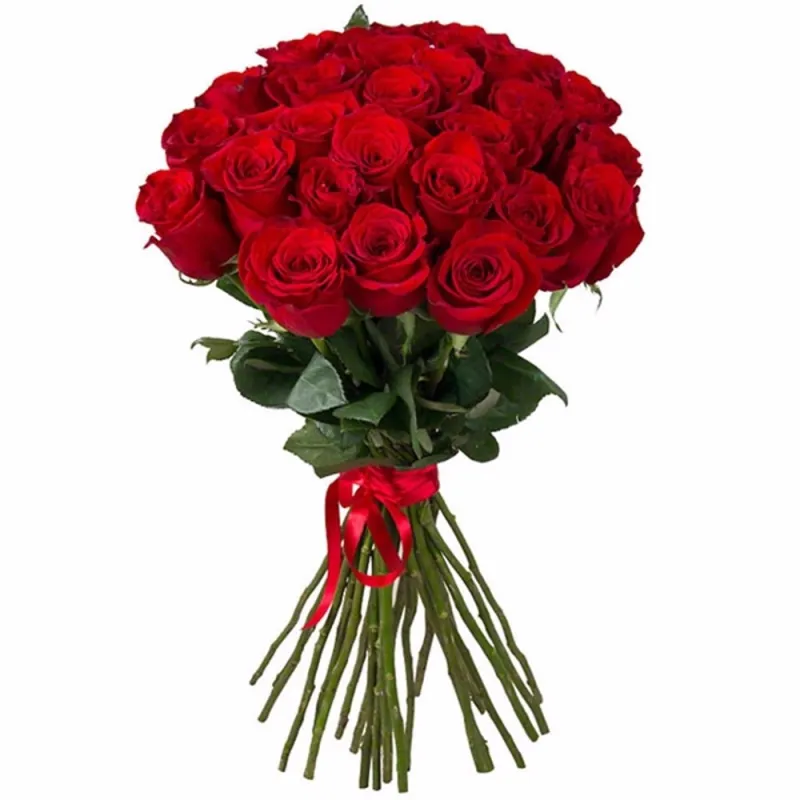 Букет из 25 красных роз под ленту, доставка Терехово